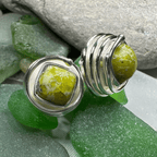 Irish Connemara Marble Celtic Spiral Post Earrings in Sterling Silver Post Earrings La Vie Bien Irish Connemara Marble Celtic Spiral Post Earrings in Sterling Silver