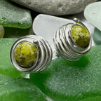 Irish Connemara Marble Celtic Spiral Post Earrings in Sterling Silver Post Earrings La Vie Bien Irish Connemara Marble Celtic Spiral Post Earrings in Sterling Silver