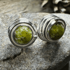Irish Connemara Marble Celtic Spiral Post Earrings in Sterling Silver Post Earrings La Vie Bien Irish Connemara Marble Celtic Spiral Post Earrings in Sterling Silver