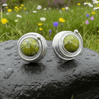 Irish Connemara Marble Celtic Spiral Post Earrings in Sterling Silver Post Earrings La Vie Bien Irish Connemara Marble Celtic Spiral Post Earrings in Sterling Silver