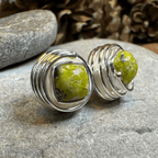 Irish Connemara Marble Celtic Spiral Post Earrings in Sterling Silver Post Earrings La Vie Bien Irish Connemara Marble Celtic Spiral Post Earrings in Sterling Silver