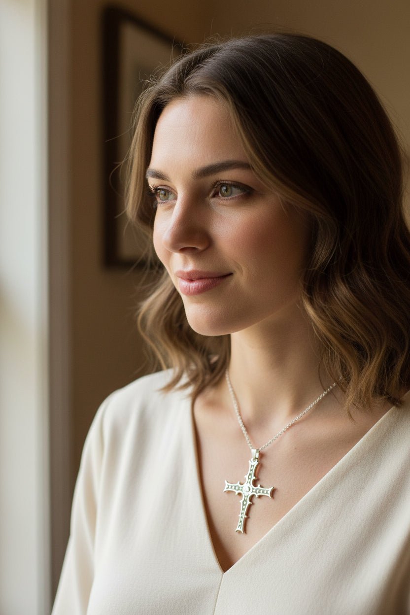 Irish Cross of Cong Necklace in Sterling Silver Pendant La Vie Bien Irish Cross of Cong Necklace in Sterling Silver