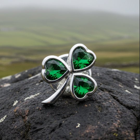 Irish Emerald Shamrock Lapel Pin La Vie Bien Irish Emerald Shamrock Lapel Pin