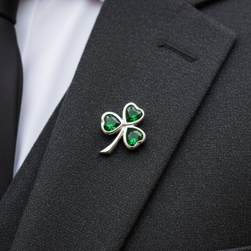 Irish Emerald Shamrock Lapel Pin La Vie Bien Irish Emerald Shamrock Lapel Pin