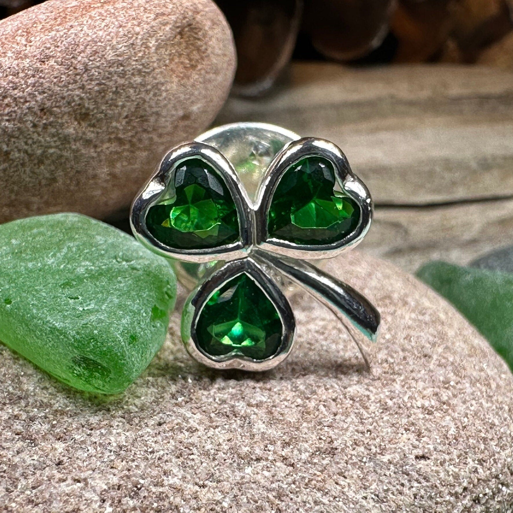 Irish Emerald Shamrock Lapel Pin La Vie Bien Irish Emerald Shamrock Lapel Pin