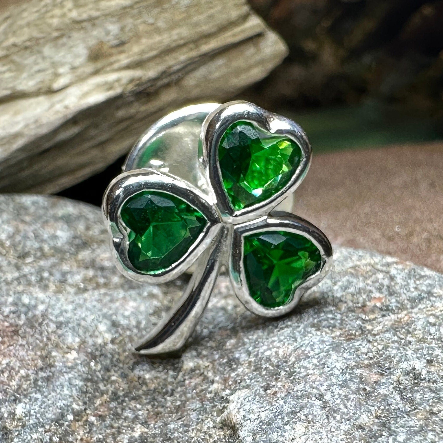 Irish Emerald Shamrock Lapel Pin La Vie Bien Irish Emerald Shamrock Lapel Pin