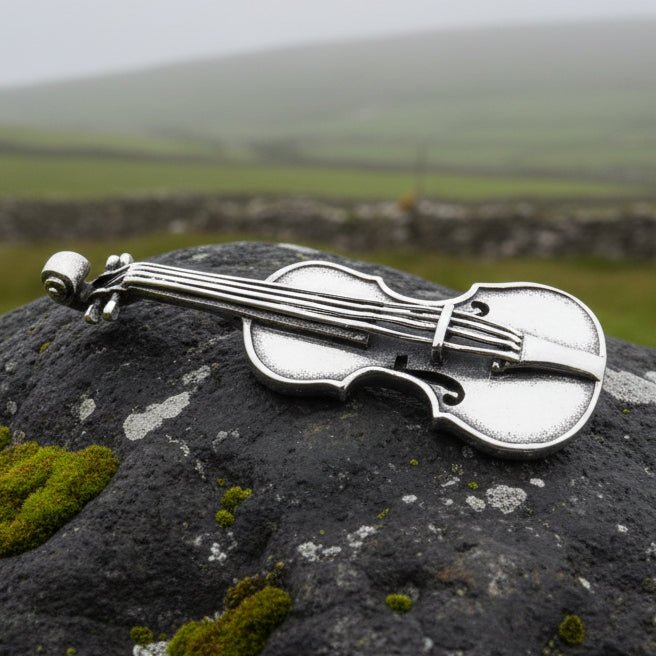 Irish Fiddle Sterling Silver Brooch Brooch La Vie Bien Irish Fiddle Sterling Silver Brooch