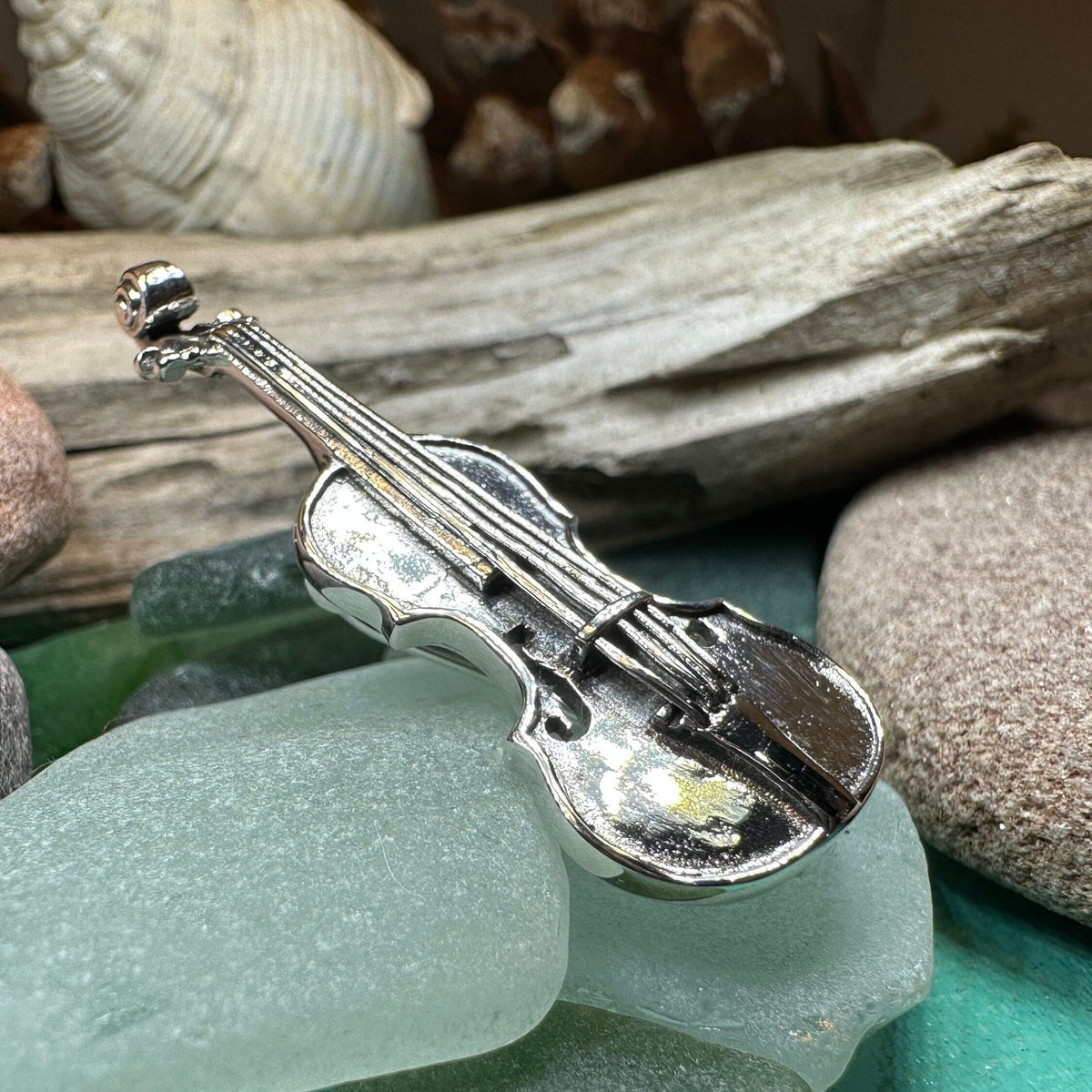 Irish Fiddle Sterling Silver Brooch Brooch La Vie Bien Irish Fiddle Sterling Silver Brooch
