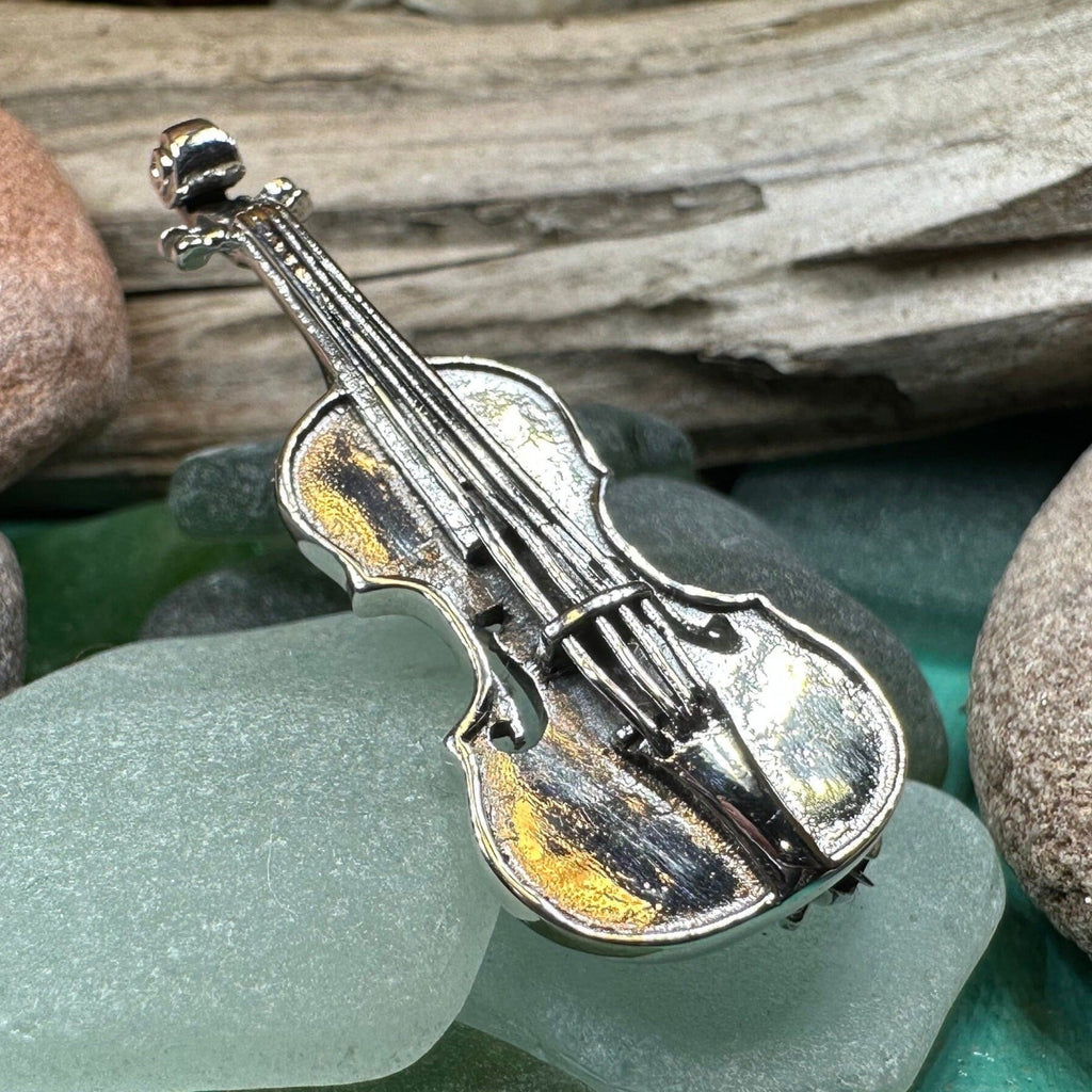 Irish Fiddle Sterling Silver Brooch Brooch La Vie Bien Irish Fiddle Sterling Silver Brooch