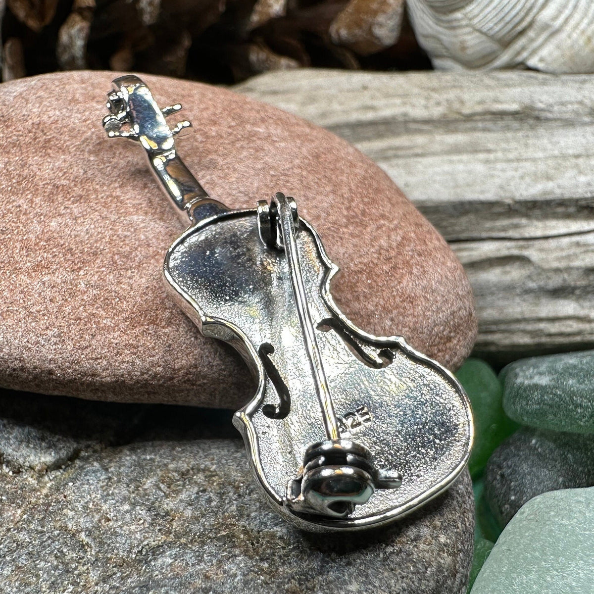 Irish Fiddle Sterling Silver Brooch Brooch La Vie Bien Irish Fiddle Sterling Silver Brooch