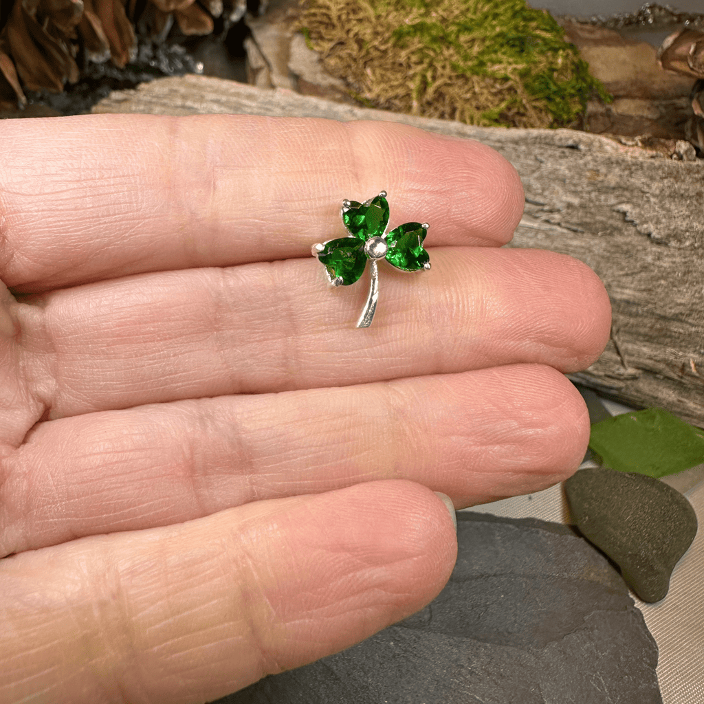 Irish Forever Shamrock Lapel Pin in Sterling Silver Brooch La Vie Bien Irish Forever Shamrock Lapel Pin in Sterling Silver