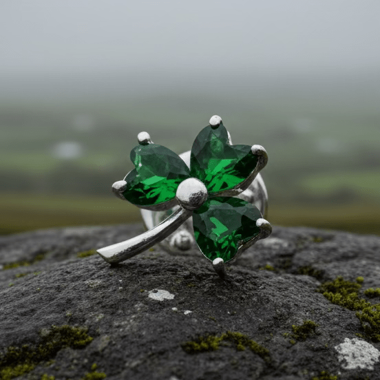 Irish Forever Shamrock Lapel Pin in Sterling Silver Brooch La Vie Bien Irish Forever Shamrock Lapel Pin in Sterling Silver