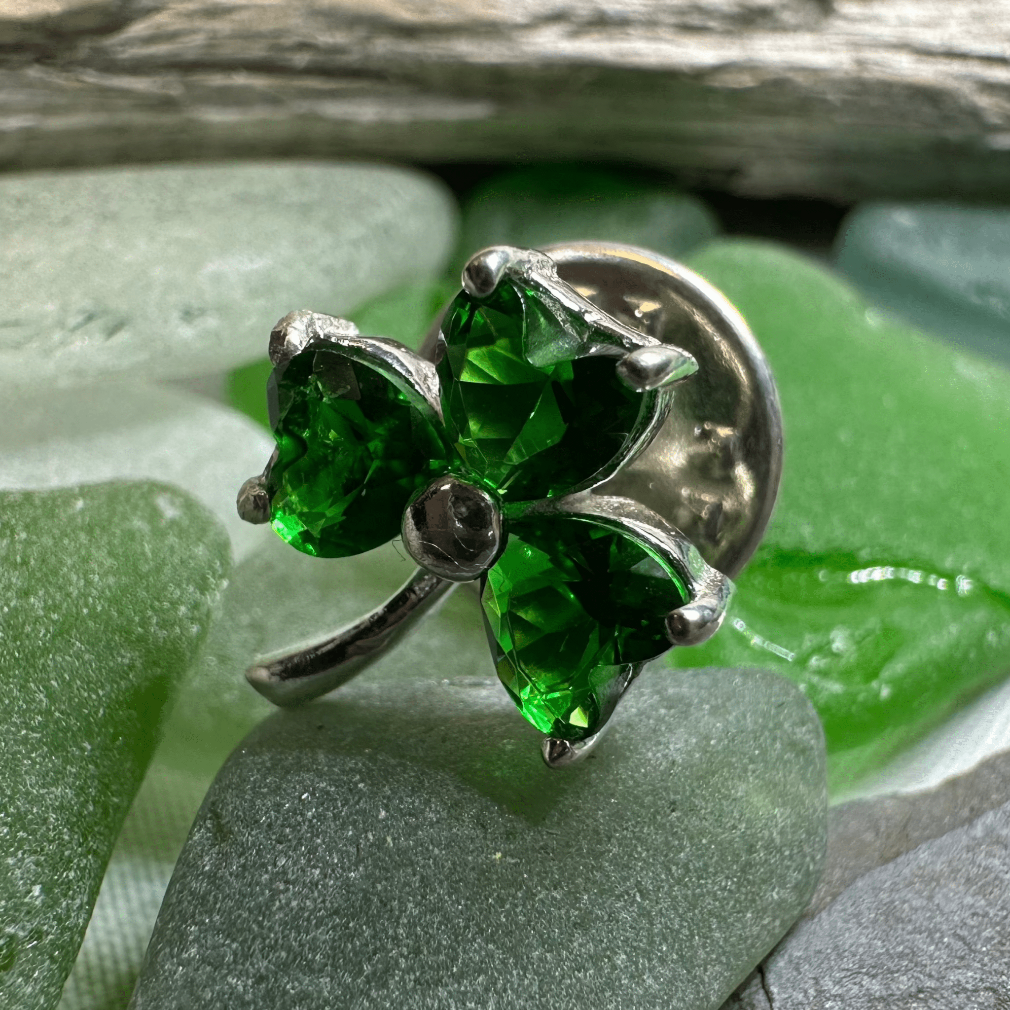 Irish Forever Shamrock Lapel Pin in Sterling Silver Brooch La Vie Bien Irish Forever Shamrock Lapel Pin in Sterling Silver