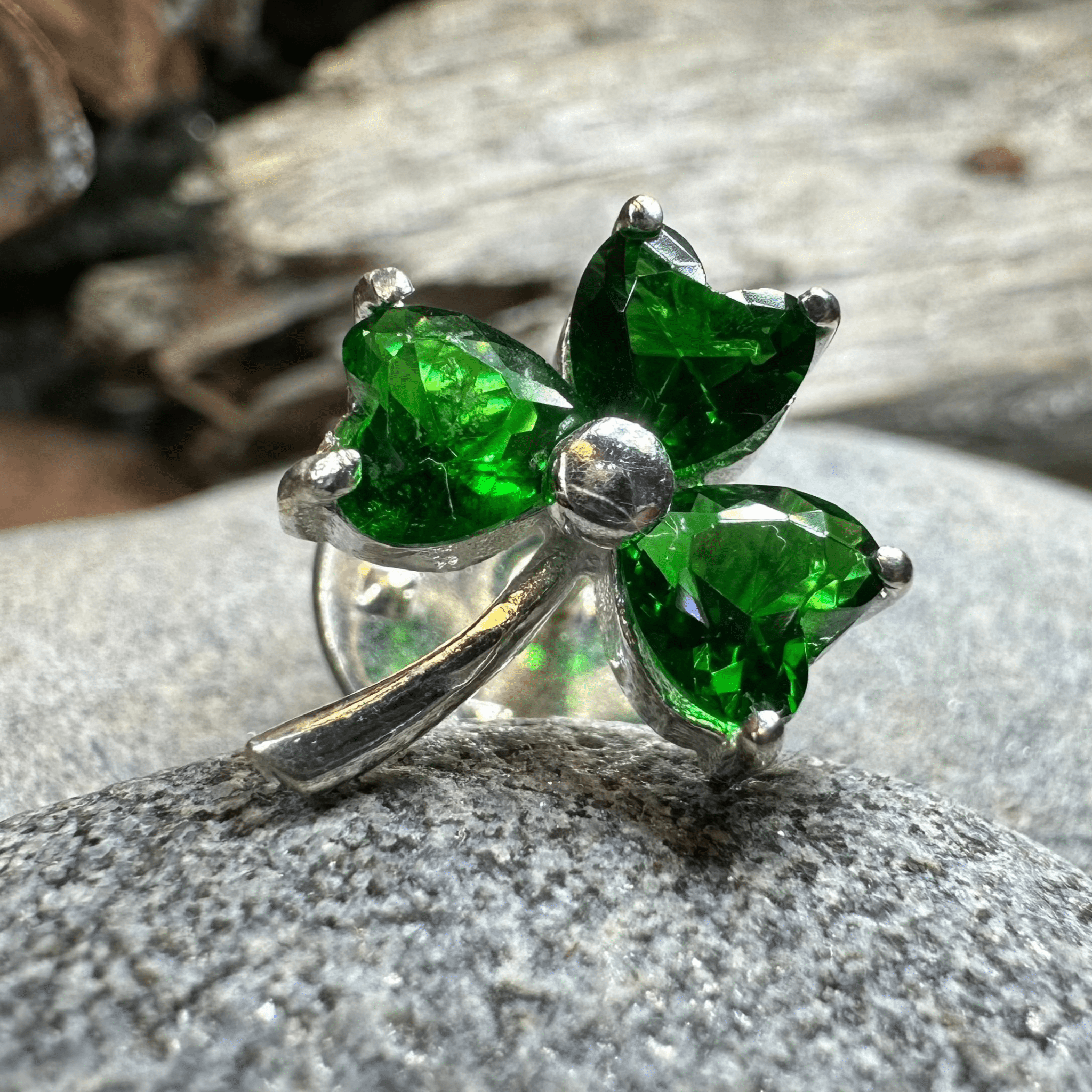 Irish Forever Shamrock Lapel Pin in Sterling Silver Brooch La Vie Bien Irish Forever Shamrock Lapel Pin in Sterling Silver