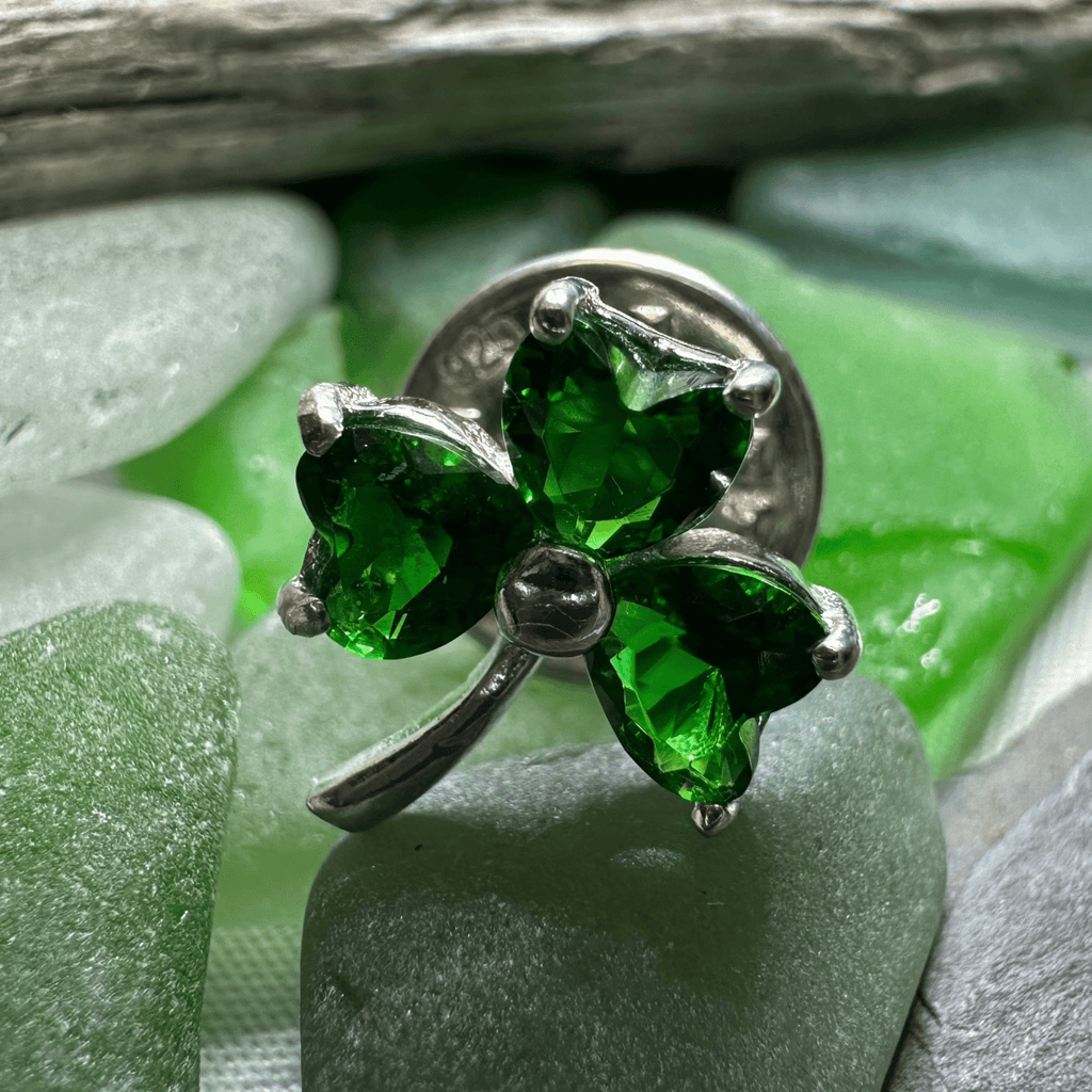 Irish Forever Shamrock Lapel Pin in Sterling Silver Brooch La Vie Bien Irish Forever Shamrock Lapel Pin in Sterling Silver