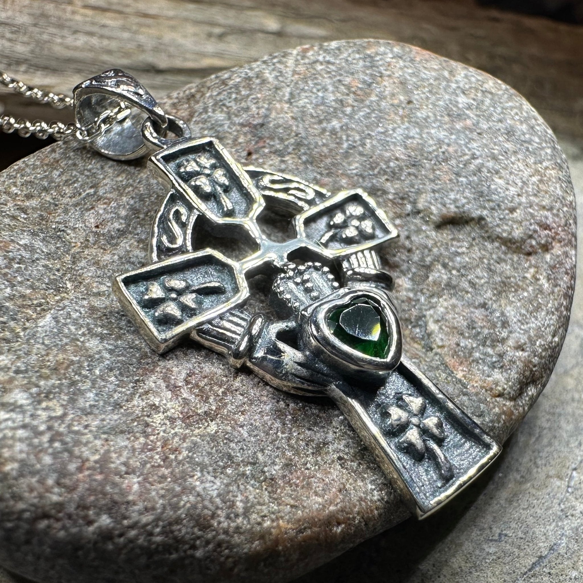 Irish Love Shamrock Claddagh Cross Necklace Pendant La Vie Bien Irish Love Shamrock Claddagh Cross Necklace