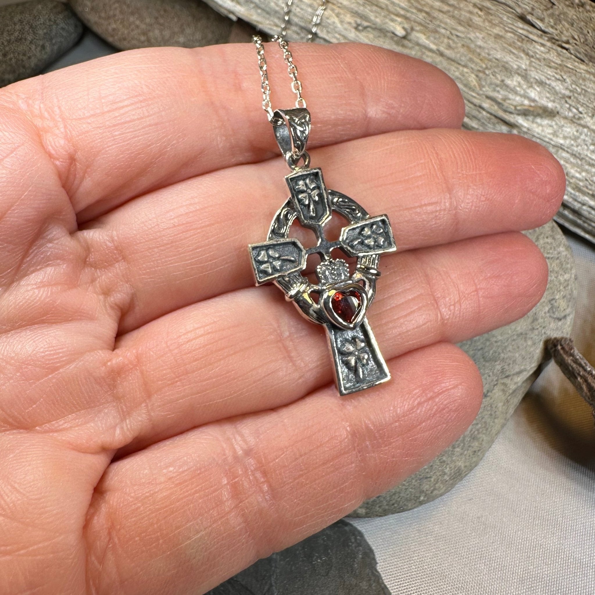 Irish Love Shamrock Claddagh Cross Necklace Pendant La Vie Bien Irish Love Shamrock Claddagh Cross Necklace