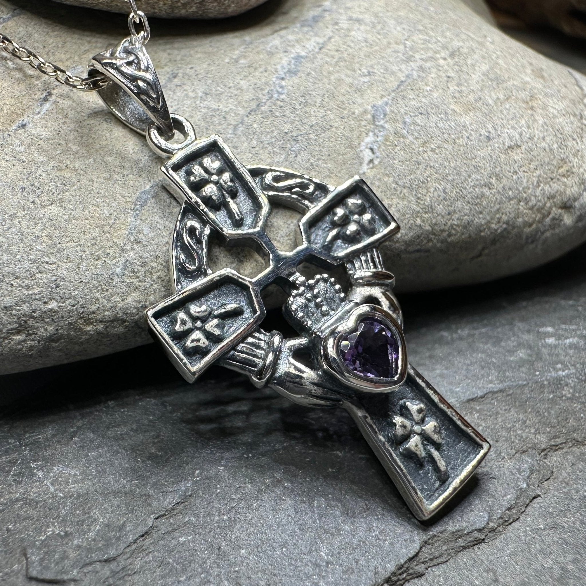 Irish Love Shamrock Claddagh Cross Necklace Pendant La Vie Bien Irish Love Shamrock Claddagh Cross Necklace