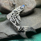 Irish Salmon of Knowledge Moonstone Necklace in Sterling Silver Pendant La Vie Bien Irish Salmon of Knowledge Moonstone Necklace in Sterling Silver