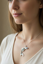 Irish Salmon of Knowledge Moonstone Necklace in Sterling Silver Pendant La Vie Bien Irish Salmon of Knowledge Moonstone Necklace in Sterling Silver