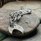 Irish Salmon of Knowledge Moonstone Necklace in Sterling Silver Pendant La Vie Bien Irish Salmon of Knowledge Moonstone Necklace in Sterling Silver