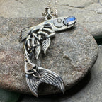 Irish Salmon of Knowledge Moonstone Necklace in Sterling Silver Pendant La Vie Bien Irish Salmon of Knowledge Moonstone Necklace in Sterling Silver