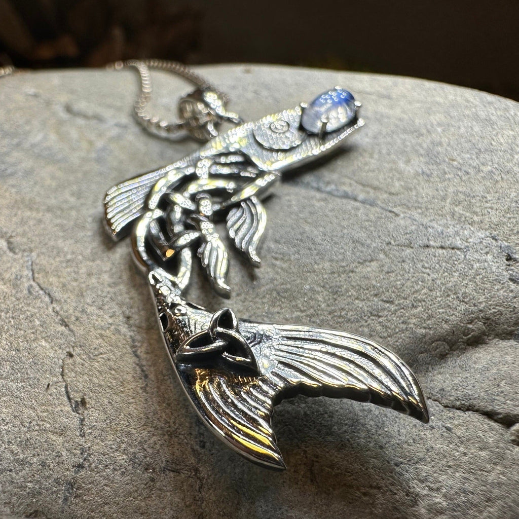 Irish Salmon of Knowledge Moonstone Necklace in Sterling Silver Pendant La Vie Bien Irish Salmon of Knowledge Moonstone Necklace in Sterling Silver