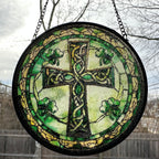 Irish Shamrock Celtic Cross Stained Glass Gift Gifts La Vie Bien Irish Shamrock Celtic Cross Stained Glass Gift