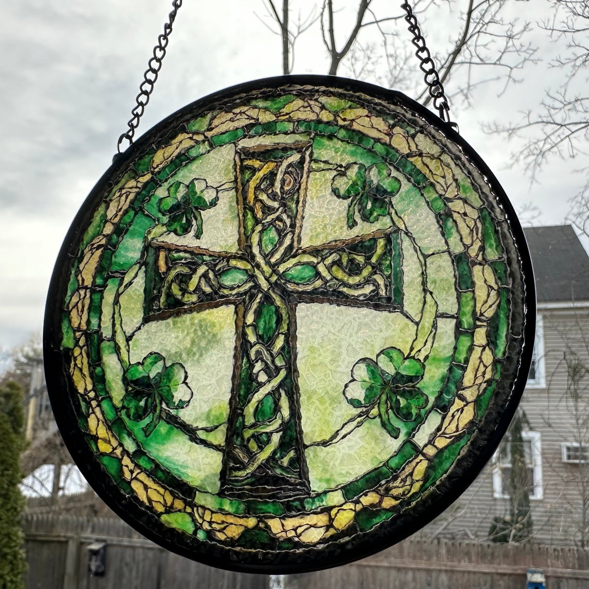 Irish Shamrock Celtic Cross Stained Glass Gift Gifts La Vie Bien Irish Shamrock Celtic Cross Stained Glass Gift