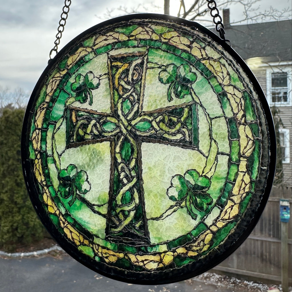 Irish Shamrock Celtic Cross Stained Glass Gift Gifts La Vie Bien Irish Shamrock Celtic Cross Stained Glass Gift