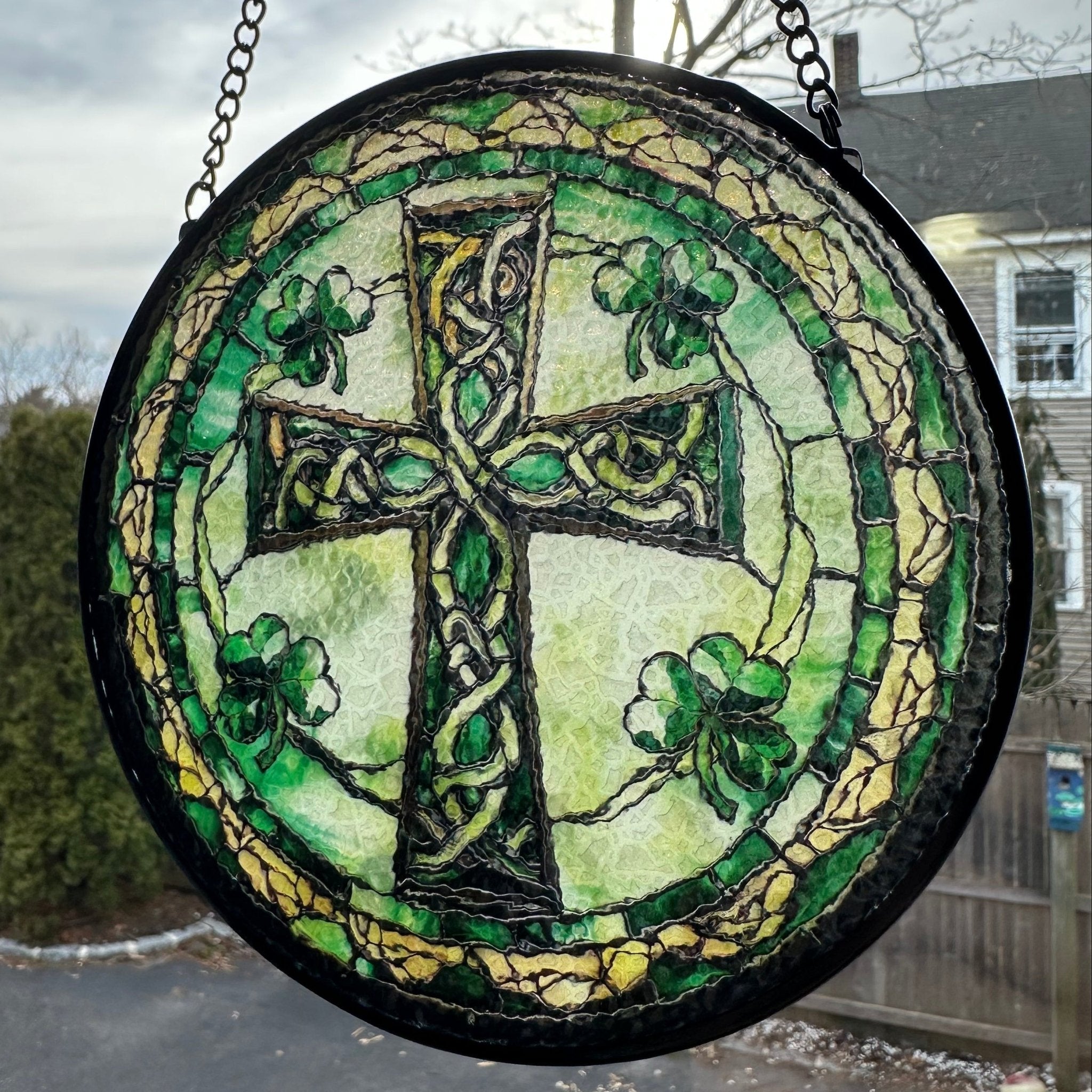 Irish Shamrock Celtic Cross Stained Glass Gift Gifts La Vie Bien Irish Shamrock Celtic Cross Stained Glass Gift