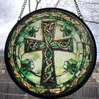 Irish Shamrock Celtic Cross Stained Glass Gift Gifts La Vie Bien Irish Shamrock Celtic Cross Stained Glass Gift