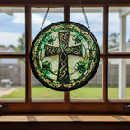 Irish Shamrock Celtic Cross Stained Glass Gift Gifts La Vie Bien Irish Shamrock Celtic Cross Stained Glass Gift