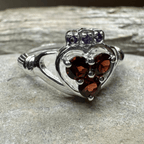 Irish True Love Garnet Claddagh Ring in Sterling Silver Ring La Vie Bien Irish True Love Garnet Claddagh Ring in Sterling Silver