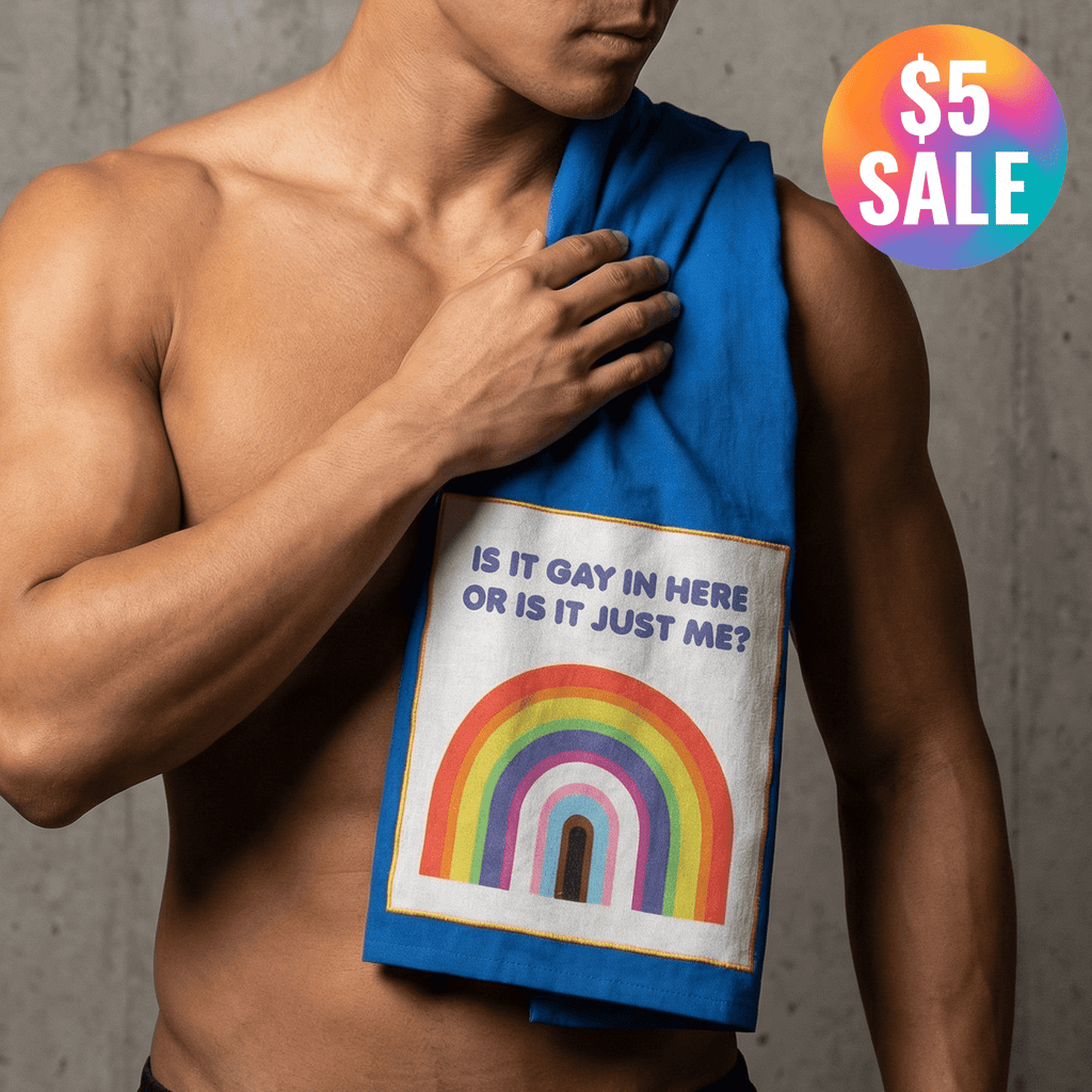 Is It Gay In Here Or Is It Just Me? Kitchen Towel | Blue Cotton Hand Tea Dish Cloth | 28" x 28" Kitchen Towels La Vie Bien Is It Gay In Here Or Is It Just Me? Kitchen Towel | Blue Cotton Hand Tea Dish Cloth | 28" x 28"