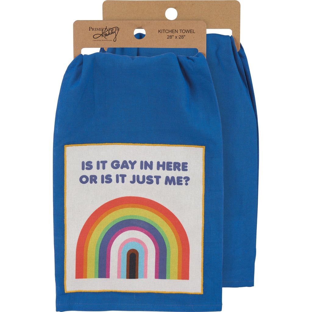 Is It Gay In Here Or Is It Just Me? Kitchen Towel | Blue Cotton Hand Tea Dish Cloth | 28" x 28" Kitchen Towels La Vie Bien Is It Gay In Here Or Is It Just Me? Kitchen Towel | Blue Cotton Hand Tea Dish Cloth | 28" x 28"