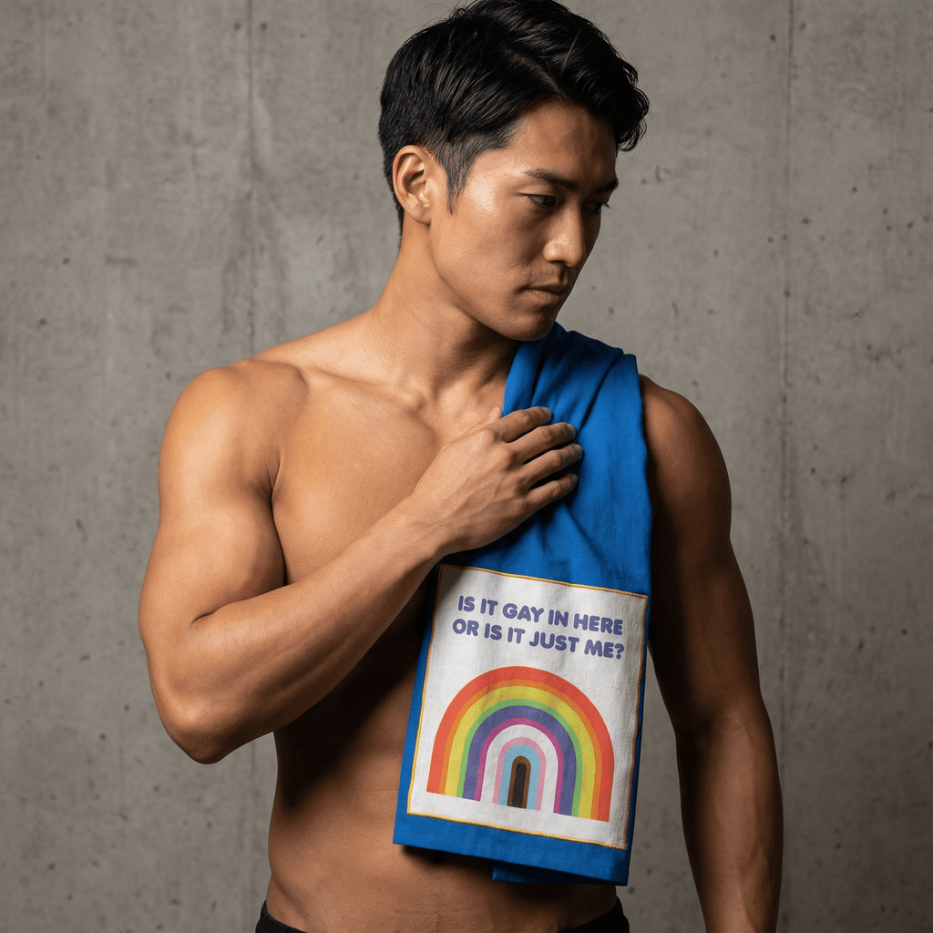 Is It Gay In Here Or Is It Just Me? Kitchen Towel | Blue Cotton Hand Tea Dish Cloth | 28" x 28" Kitchen Towels La Vie Bien Is It Gay In Here Or Is It Just Me? Kitchen Towel | Blue Cotton Hand Tea Dish Cloth | 28" x 28"