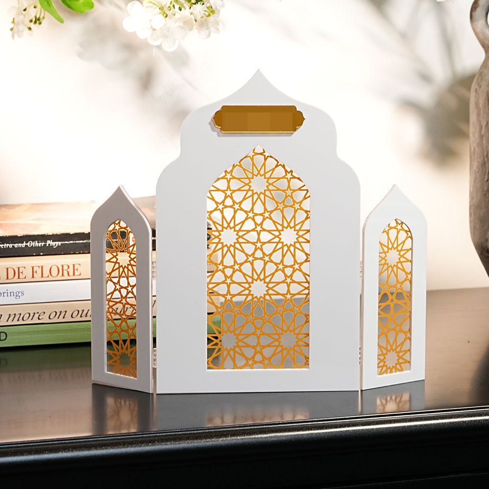 Islamic Acrylic Folding Screen Hollow Pattern Desktop Decor (MAC402) La Vie Bien Islamic Acrylic Folding Screen Hollow Pattern Desktop Decor (MAC402)