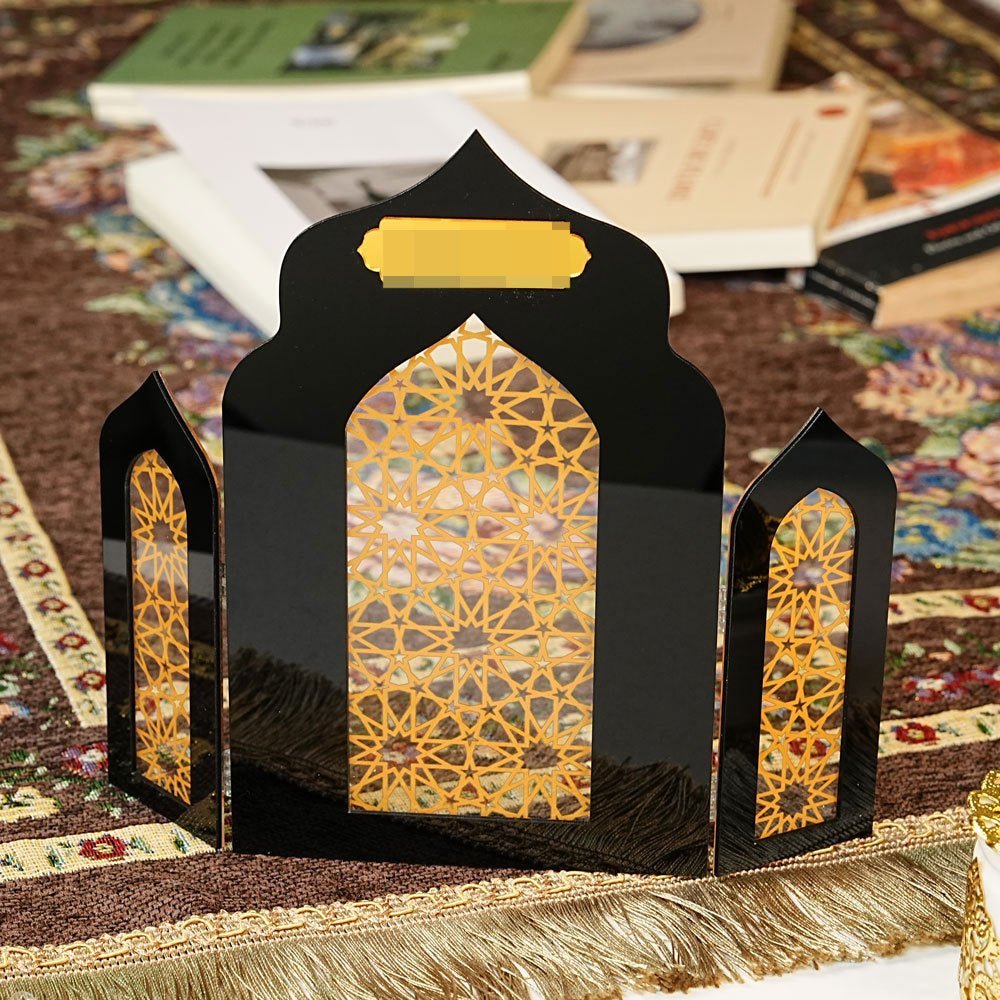 Islamic Acrylic Folding Screen Hollow Pattern Desktop Decor (MAC402) La Vie Bien Islamic Acrylic Folding Screen Hollow Pattern Desktop Decor (MAC402)