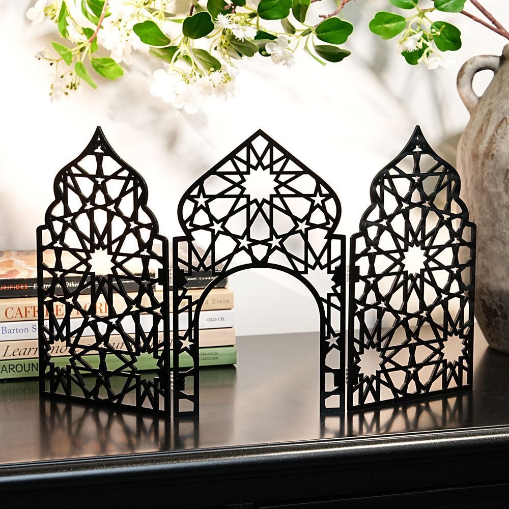Islamic Acrylic Folding Screen Hollow Pattern Desktop Decor (MAC402) La Vie Bien Islamic Acrylic Folding Screen Hollow Pattern Desktop Decor (MAC402)