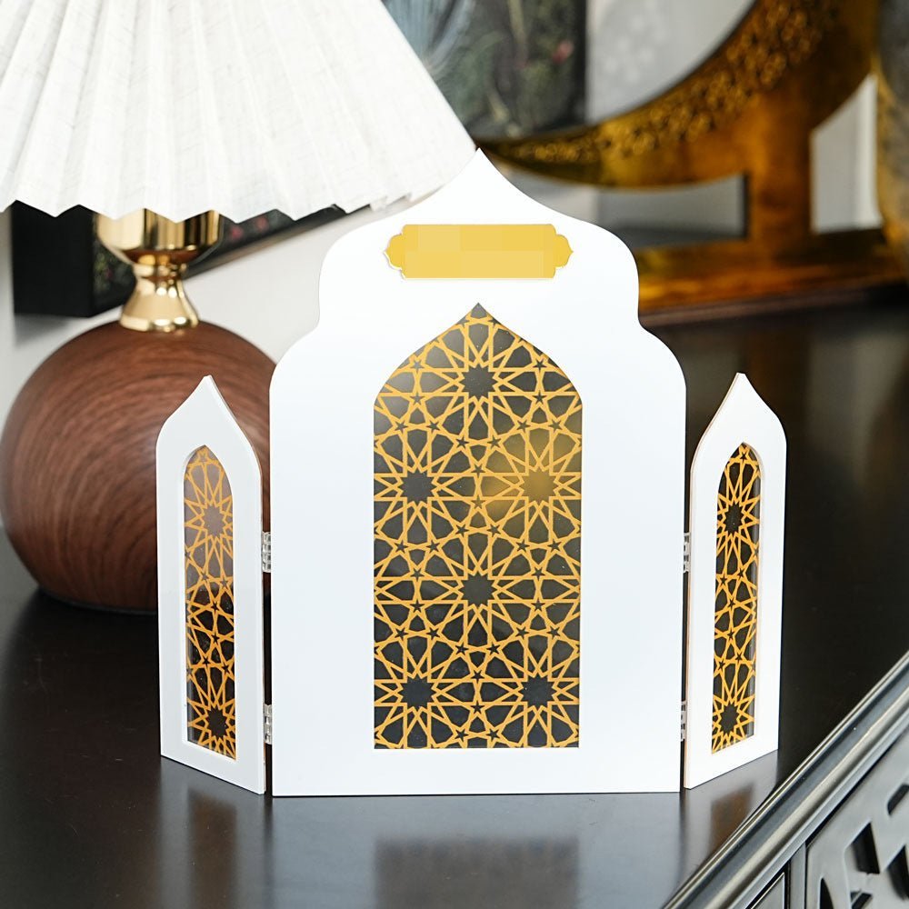 Islamic Acrylic Folding Screen Hollow Pattern Desktop Decor (MAC402) La Vie Bien Islamic Acrylic Folding Screen Hollow Pattern Desktop Decor (MAC402)