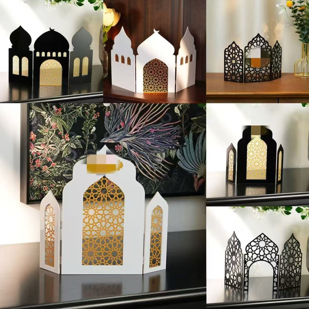 Islamic Acrylic Folding Screen Hollow Pattern Desktop Decor (MAC402) La Vie Bien Islamic Acrylic Folding Screen Hollow Pattern Desktop Decor (MAC402)