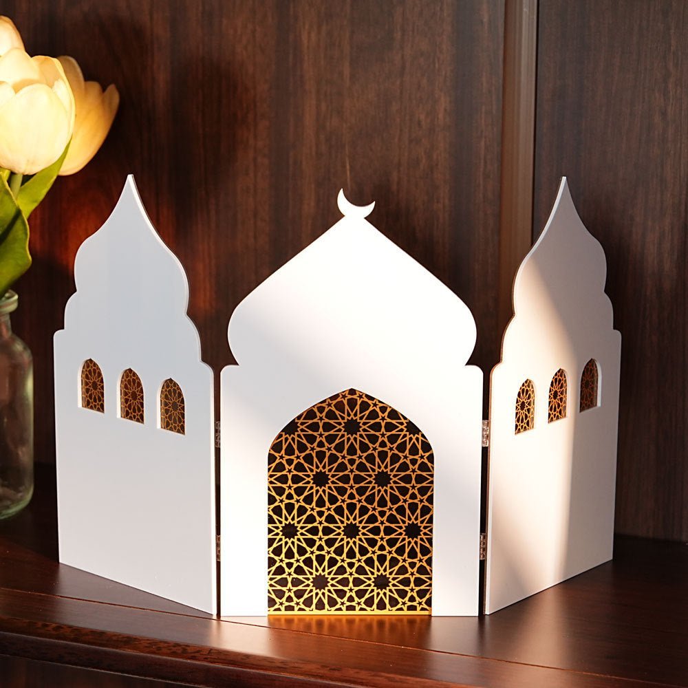 Islamic Acrylic Folding Screen Hollow Pattern Desktop Decor (MAC402) La Vie Bien Islamic Acrylic Folding Screen Hollow Pattern Desktop Decor (MAC402)