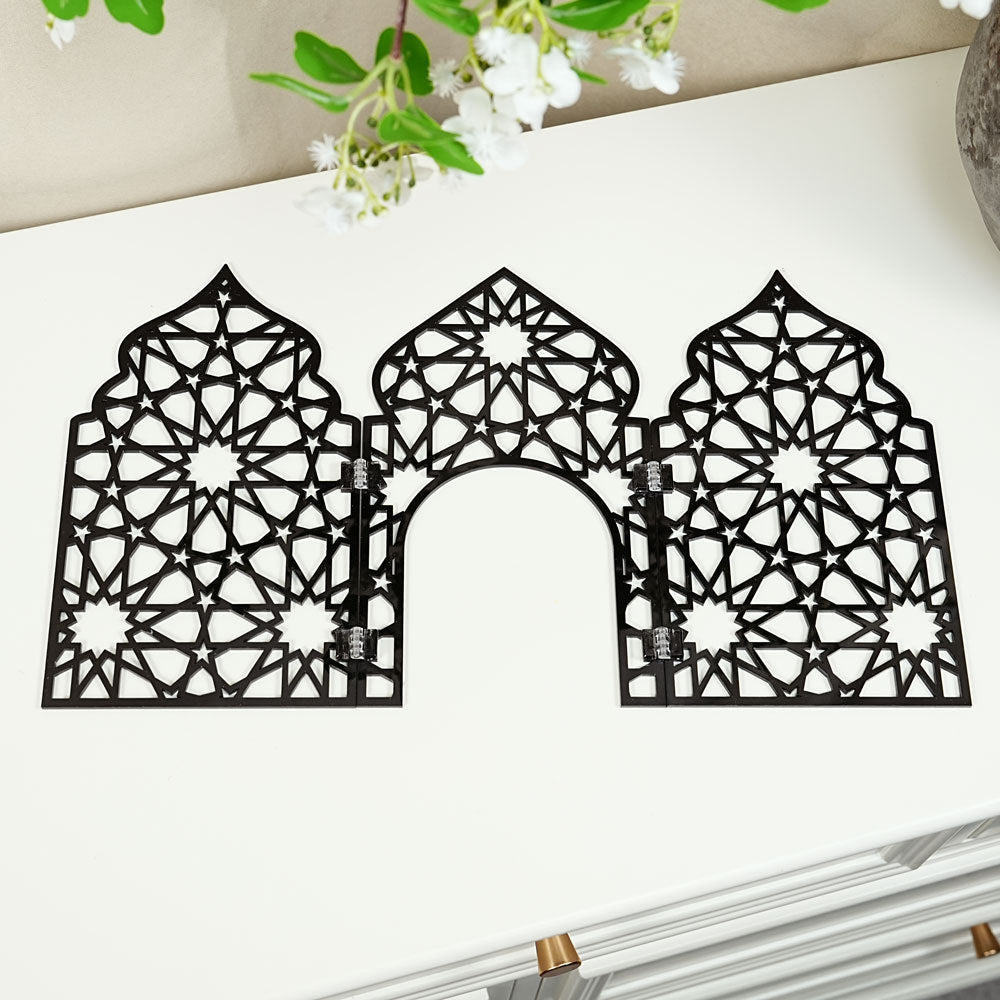 Islamic Acrylic Folding Screen Hollow Pattern Desktop Decor (MAC402) La Vie Bien Islamic Acrylic Folding Screen Hollow Pattern Desktop Decor (MAC402)