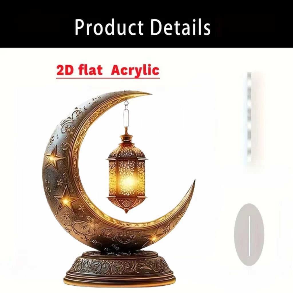Islamic Crescent with Islamic Motifs Acrylic Desktop Ornament (MAC398) La Vie Bien Islamic Crescent with Islamic Motifs Acrylic Desktop Ornament (MAC398)