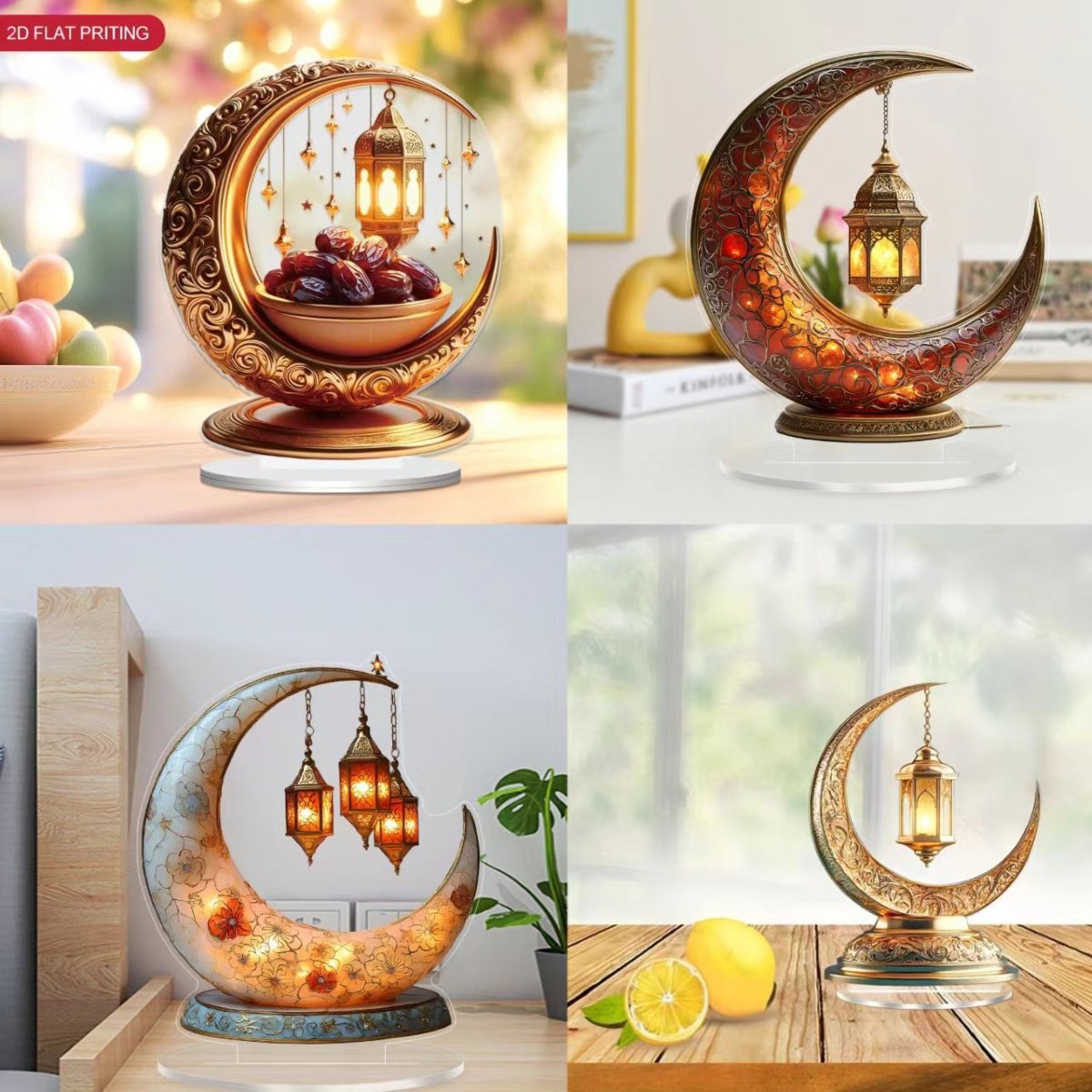 Islamic Crescent with Islamic Motifs Acrylic Desktop Ornament (MAC398) La Vie Bien Islamic Crescent with Islamic Motifs Acrylic Desktop Ornament (MAC398)
