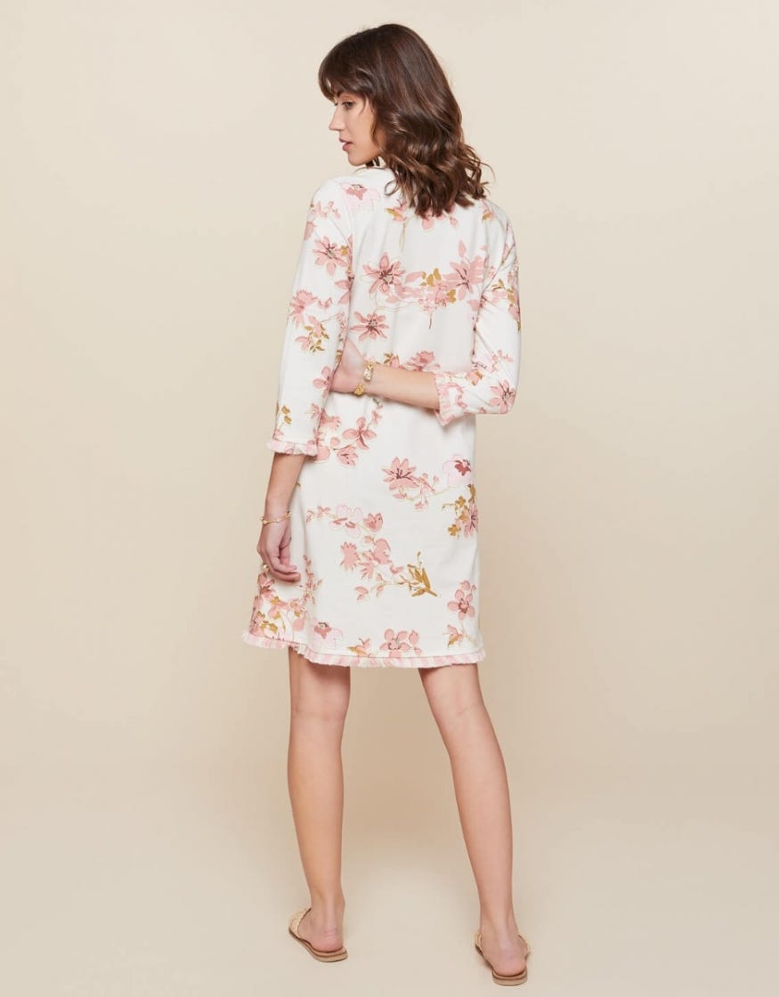 Island Fringe 3/4 Sleeve Dress - Garden House Floral