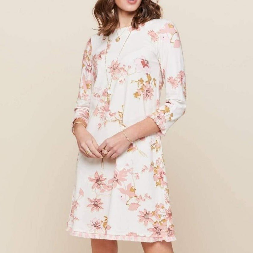 Island Fringe 3/4 Sleeve Dress - Garden House Floral