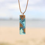 Islands Necklace – Aqua & Ultramarine Resin Rectangle Pendant La Vie Bien Islands Necklace – Aqua & Ultramarine Resin Rectangle Pendant