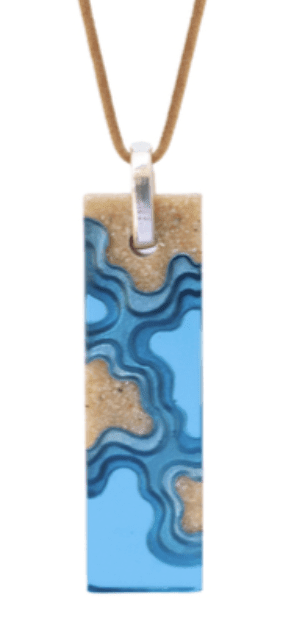 Islands Necklace – Aqua & Ultramarine Resin Rectangle Pendant La Vie Bien Islands Necklace – Aqua & Ultramarine Resin Rectangle Pendant